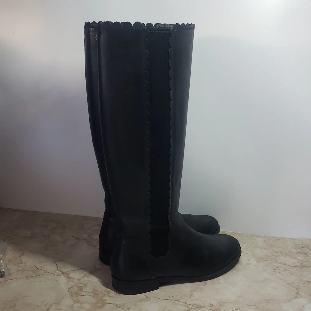 Kate Spade Elegant Black Knee-High Pull On Boots Size 7